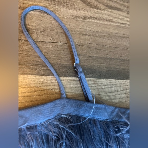 Wild fable Women's Dress Bodycon Sleeveless Feather Trim slate Blue SZ L - Picture 8 of 13